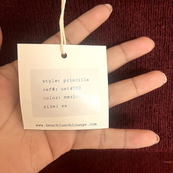 NWT BeachLunchLounge Womens Marilyn Priscilla Sweater Rib-Knit Merlot‎ Size XS - Picture 6 of 11